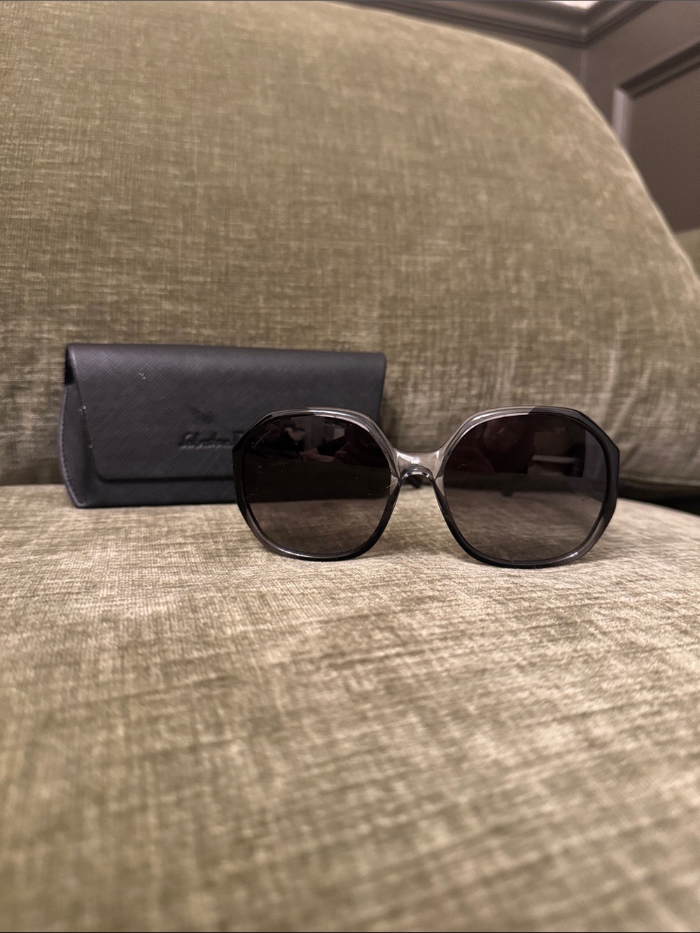 EUC black Salvatore Ferragamo sunglasses with case.